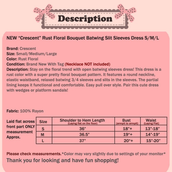 Last☝️ Rust Pretty Floral Slit Batwing Boho Dress - Picture 8 of 8